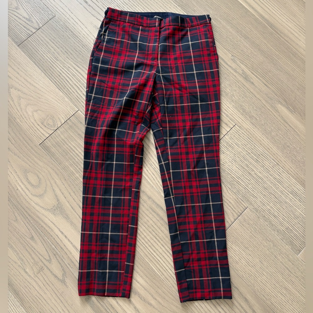 Plaid Red & Black Slim Fit Women's Pants